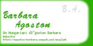 barbara agoston business card